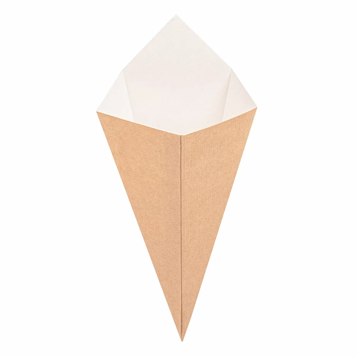 200 unité - Cornets Frites 'Thepack' 100 G 220 G/M2 12,8X21,7 Cm Naturel Carton Ondulé Nano-Micro